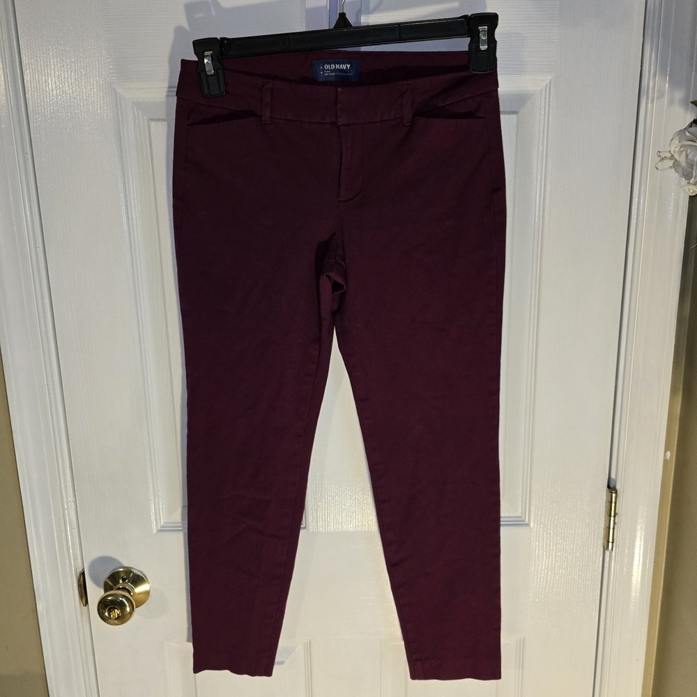 Old Navy Pixie Mid‎ Rise Ankle Dress Pants Womens Size 4 Burgundy Career